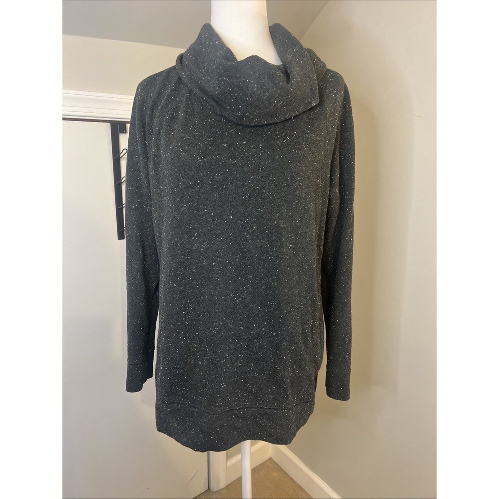 Lou & Grey Cowl Neck Speckled Sweatshirt Charcoal Grey Marl Tunic Small